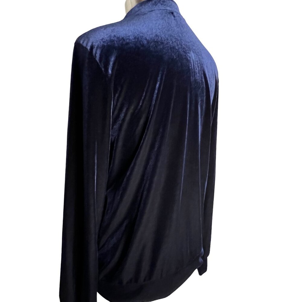 BP women’s medium Valore velvet jacket front full zipper long sleeve blue - Picture 4 of 12